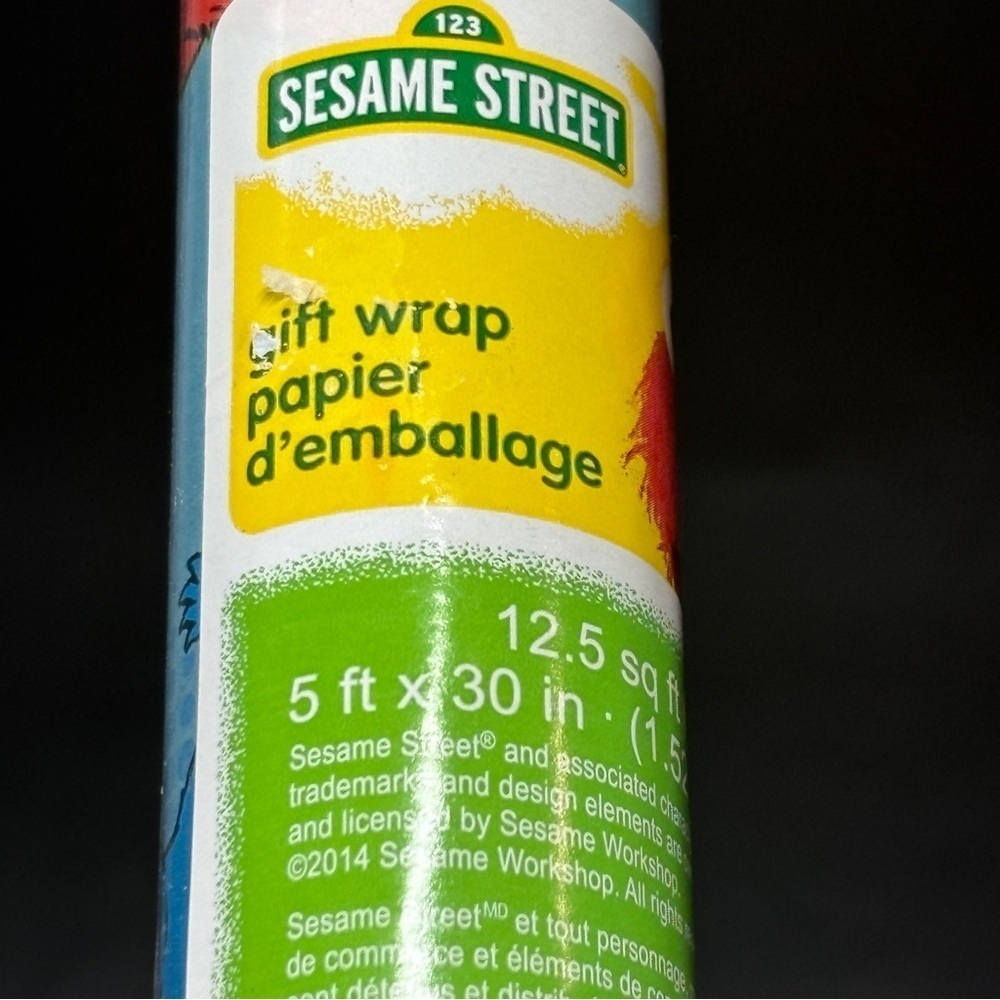 Vintage 2 Rolls Sesame Street Christmas Gift Wrap 25 sq ft Sealed USA 2014 - Picture 13 of 16